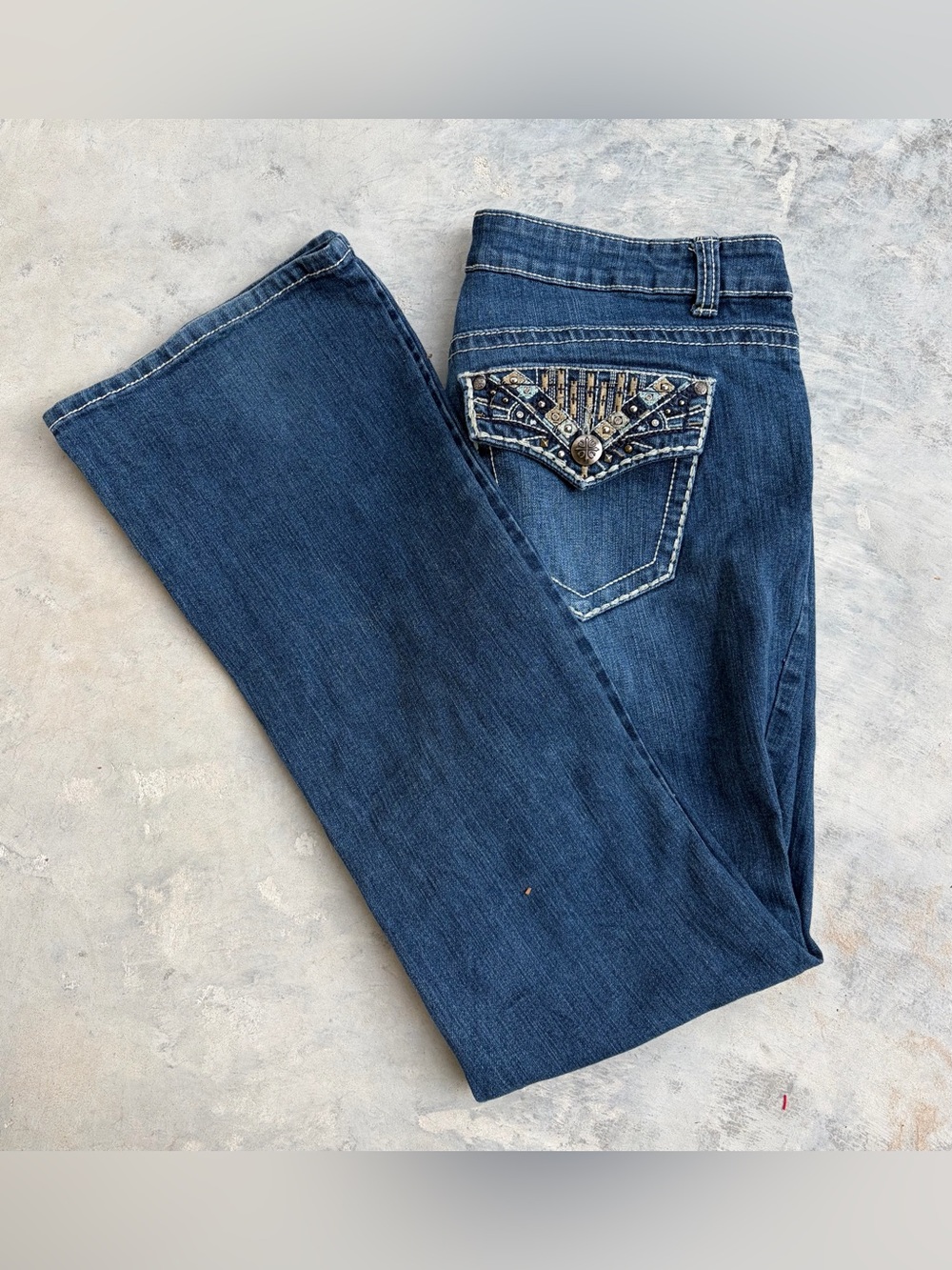 ND Weekend - Dark Blue Embellished Pocket Jeans - Size 14